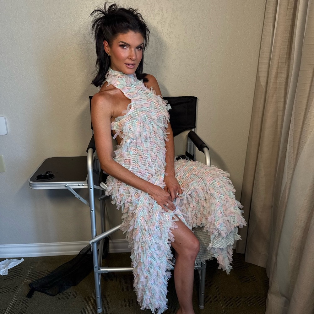 AKIRA Asymmetrical White and Pink Dress